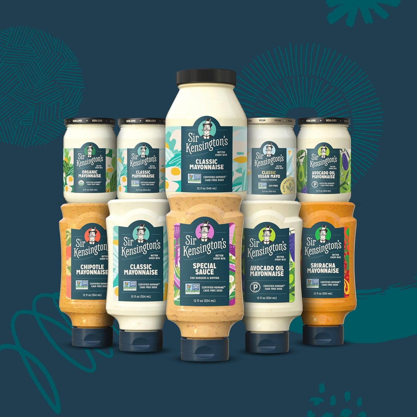 Sir Kensington's Mayonnaise Avocado Oil Mayo Keto Diet & Paleo Diet Certified Gluten Free & Non-GMO Project Verified Condiment 12 oz