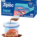 Ziploc Gallon Food Storage Freezer Bags, Stay Open Design, Easy to Fill, 80 count