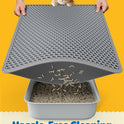 Cat Litter Mat - 23.2'' x 14.6'' Small Litter Trapping Mat, Easy to Clean Litter Box Mat, Waterproof, Urine-Proof, Non-Slip Kitty Litter Mats for Floor, Grey
