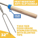 MalloMe Smores Sticks for Fire Pit Long - Marshmallow Roasting Sticks Smores Kit - Smore Skewers Hot Dog Fork Campfire Cooking Equipment, Camping Essentials S'mores Gear Outdoor Accessories 32" 5 Pack