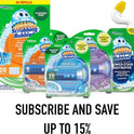 Scrubbing Bubbles Fresh Gel Toilet Bowl Cleaning Stamps, Helps Keep Toilet Clean and Helps Prevent Limescale & Rings, Rainshower Scent, 1 Dispenser with 6 Fresh Gel Stamps