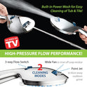 AquaCare High Pressure 8-mode Handheld Shower Head - Anti-clog Nozzles, Built-in Power Wash to Clean Tub, Tile & Pets, Extra Long 6 ft. Stainless Steel Hose, Wall & Overhead Brackets