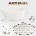 Pro Goleem Small Woven Burr Basket with Gift Bags and Ribbons Durable Baskets for Gifts Empty Small Rope Basket for Storage 12"X 8" X 5" Baby Toy Baskets with Handles, White