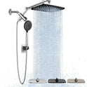Veken Wide Rain Shower Head with Handheld, High Pressure Rainfall Showerhead Combo with Arm for Bathroom Accessories, Home Decor, Detachable Dual Shower with Multi Modes Handheld Spray, Silver Chrome