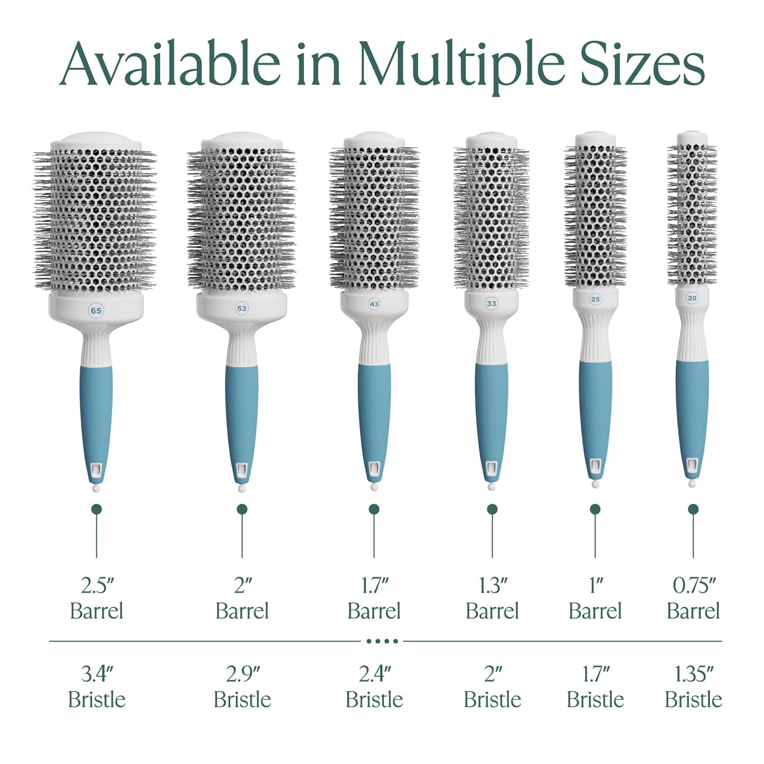 Medium Round Brushing Brush - Ceramic Hair Brush for a Smooth Salon Style Look - Professional Brushing Brush Ideal for All Hair Types - 43 mm