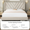 Yaheetech Queen Bed Frame Upholstered Platform Bed with Wing Side/Wooden Slat Support/Tufted Headboard with Wing Side/Mattress Foundation/No Box Spring Needed,Beige Queen Bed