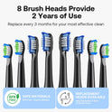 Bitvae ADA Accepted Electric Toothbrush, Travel Toothbrush Rechargeable for Adults and Kids, 60-Day Battery, 5 Modes, 8 Heads, Portable Travel Case & Holder, Shadow Black