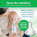 Dr. Brown's Natural Flow Anti-Colic Options+ Narrow Glass Baby Bottle 8 oz/250 mL, with Level 1 Slow Flow Nipple, 4 Pack, 0m+