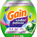 Gain Flings Laundry Detergent Pacs with Odor Defense, 112 Count, Super Fresh Blast Scent, HE 3in1 Detergent Pacs with Febreze and Oxi