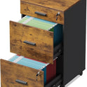 DEVAISE 3 Drawer Rolling File Cabinet with Lock, Wood Filing Cabinet fits Letter / A4 Size for Home Office, Rustic Brown
