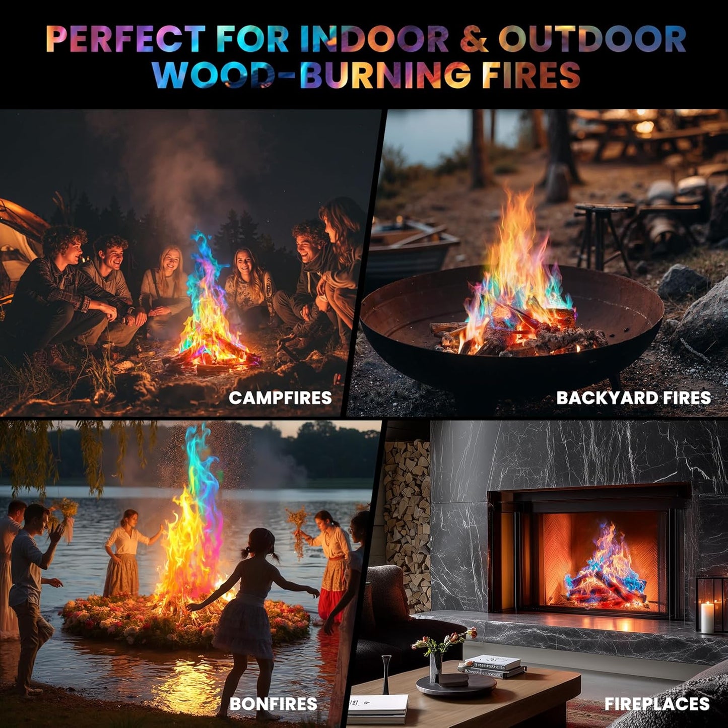 Magical Flames Fire Color Changing Packets Fire Pit (25 Pack), Fire Color Packets for Camping Essentials, Campfire, Bonfire & Fireplaces, Campfire Accessories