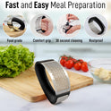 Zulay Kitchen Stainless Steel Garlic Press Rocker Set - Premium Garlic Mincer Garlic Crusher - New Innovative Garlic Crusher with Peeler and Scraper - Comfortable Grip (Black)