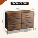WLIVE Dresser for Bedroom with 6 Drawers, Wide Fabric Dresser TV Stand for 50 Inches TV, with Metal Frame, Wooden Top, Fabric Storage Dressers for Bedroom, Hallway, Entryway, Rustic Brown