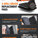 MEKER Grill Brush Bristle Free, Grill Cleaner Brush with 5 BBQ Replacement Head for Cast Iron, Stainless Steel Grates, Safe Grill Scraper Outdoor BBQ Grill, Black