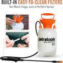 Petratools 1 Gallon Pump Sprayer – HD101 Garden Sprayer for Weeds, Lawn Care & Pesticides – 52” Long Hose, 2 Nozzles & Easy Carry Handle – Durable & Lightweight