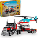 LEGO Creator 3 in 1 Flatbed Truck with Helicopter Toy, Transforms from Flatbed Truck Toy to Propeller Plane to Hot Rod and SUV Cars, Gift Idea for Boys and Girls Ages 7 Years Old and Up, 31146