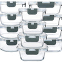 M MCIRCO 24-Piece Glass Food Storage Containers with Upgraded Snap Locking Lids,Glass Meal Prep Containers Set - Airtight Lunch Containers, Microwave, Oven, Freezer and Dishwasher