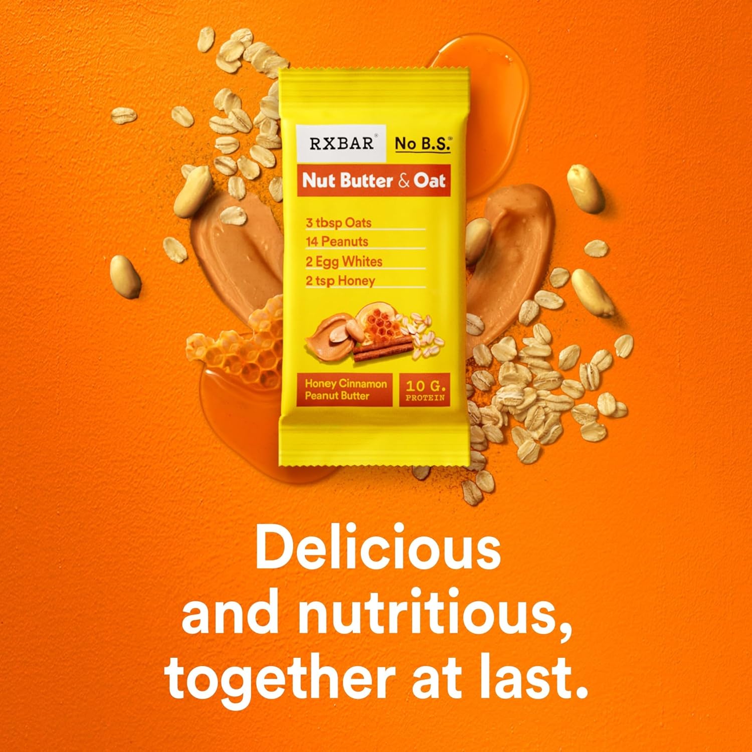 RXBAR Nut Butter and Oat Protein Bars, Protein Snacks, Snack Bars, Honey Cinnamon Peanut Butter, 23.2oz Box (12 Count)