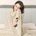 Aganear Fleece Throw Blanket - Cozy Soft Lightweight Fuzzy Throw Blanket for Women Portable Throw Blankets for Couch, Warm Present for Birthday, , Halloween, Housewarming(50"x60", Khaki)