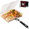 SHIZZO Grill Basket Set, Barbecue BBQ Grilling, Stainless Steel Folding Portable Outdoor Camping Rack for Fish, Shrimp, Vegetables, Cooking Accessories, Gifts for Dad, husband, Friends