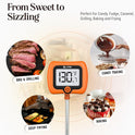Digital Candy Thermometer with Pot Clip, 10" Long Stainless Steel Probe, Instant Read Kitchen Thermometer for Cooking, Baking, and Candy Making
