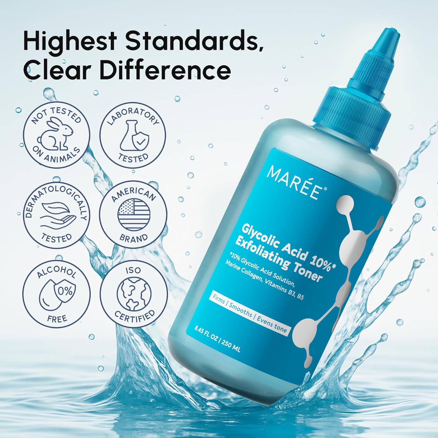 MAREE Toner Glycolic Acid Exfoliating Toner for Face Acido Glicolico para Manchas