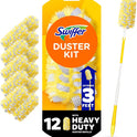 Swiffer Duster Heavy Duty Dusting Kit, Cleaning Supplies, 3 ft Extended Handle, 1 Duster, 12 Refills