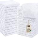 Utopia Towels 24 Pack Cotton Washcloths Set, 100% Ring Spun Cotton, Premium Quality Flannel Face Cloths, Highly Absorbent and Soft Feel Fingertip Towels, White
