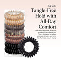 Kitsch Spiral Hair Ties for Women – Hair Ties No Damage, Ponytail Holders for Thick and Thin Hair – Creaseless and Dent-Free Coil, Phone Cord Style | Ideal Gifts for Women - 8pc Set, Brunette