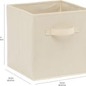 Collapsible Fabric Storage Cubes Organizer with Handles, Sturdy, Beige, 10.5-x-10.5-x-11-inch, Pack of 6