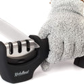 4-in-1 Kitchen Knife Accessories: 3-Stage Knife Sharpener Helps Repair, Restore, Polish Blades and Cut-Resistant Glove (Black)