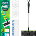 Swiffer Sweep & Mop Deluxe 2-in-1 Floor Mopping and Sweeping Kit, Multi-Surface Kit for Floor Cleaning, Kit Includes 1 Sweeper Device, 5 Heavy Duty Dry Sweeping Cloths, 6 Heavy Duty Wet Mopping Cloths