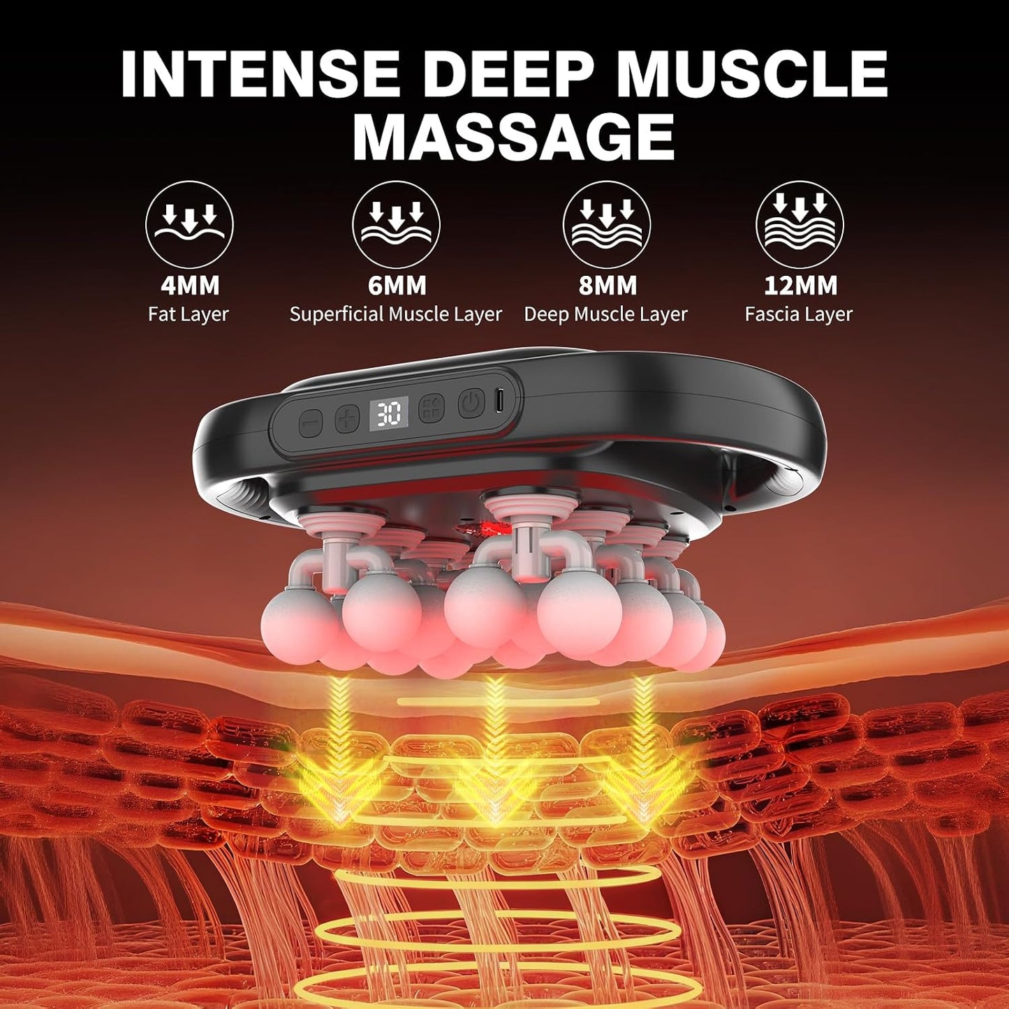 New 16 Head Massage Gun Set, Muscle Relaxation Massage Suitablefor Back Leg and Foot Muscle Relaxation, Deep Tissue Massage Gun,Portable 30-SpeedSettings, (with 16 Gray Massage Heads)