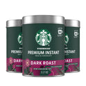 Starbucks Premium Instant Coffee, Dark Roast Coffee, Arabica Beans, Three 3.17 oz Tins