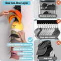 Hat Organizer for Baseball Caps 2Pack, Hat Rack for Wall with Strong Adhesive Hold up to 20 Hats, Hat Hanger Holder Display for Door Closet, Cap Organizer Storage Multilayer Two Mounting Option(Black)