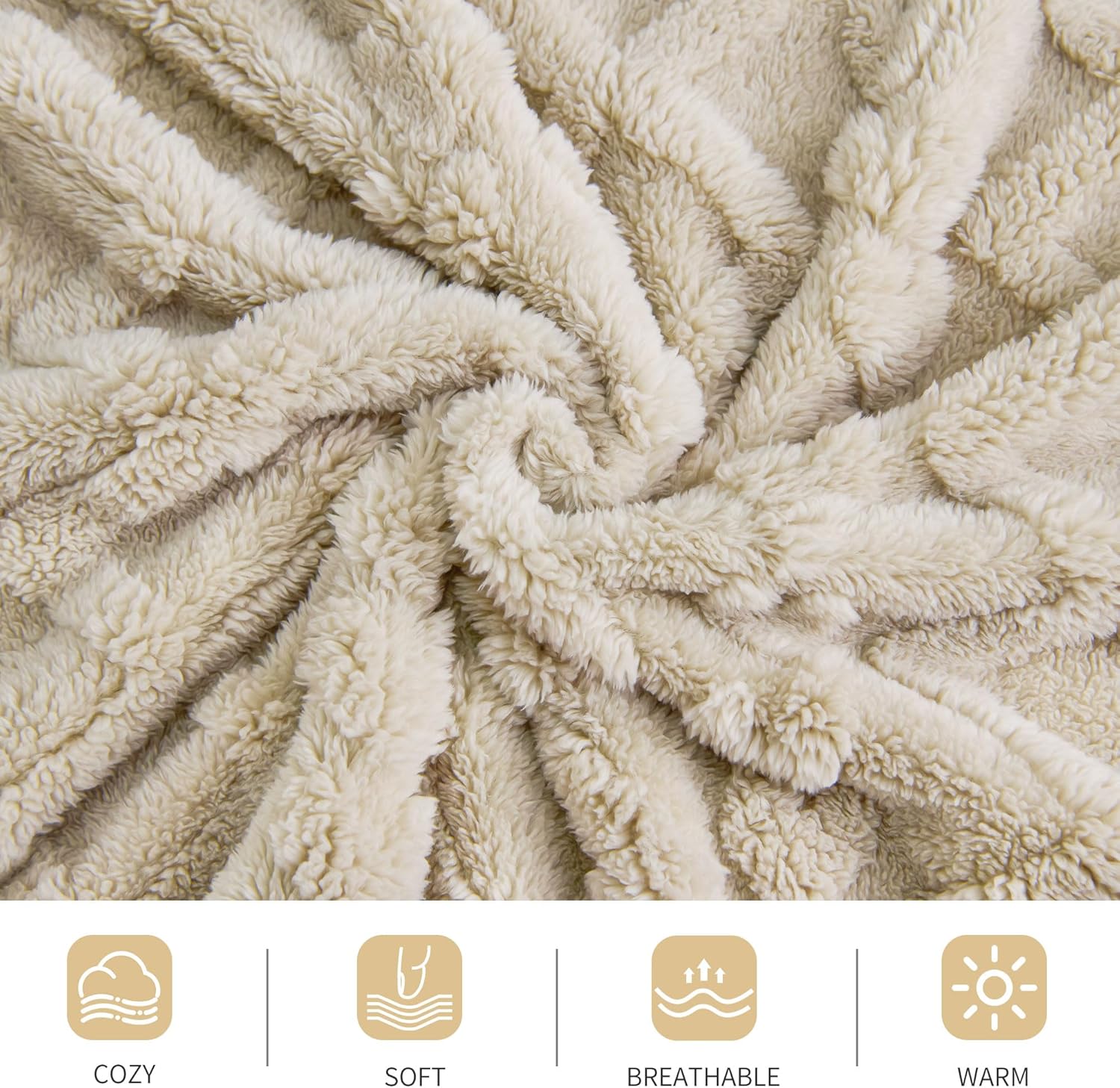 Aganear Fleece Throw Blanket - Cozy Soft Lightweight Fuzzy Throw Blanket for Women Portable Throw Blankets for Couch, Warm Present for Birthday, , Halloween, Housewarming(50"x60", Khaki)