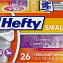 Hefty Small Garbage Bags, Flap Tie, Lavender & Sweet Vanilla Scent, 4 Gallon, 26 Count