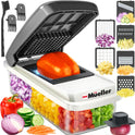 Mueller Vegetable Chopper Mandoline Slicer, Food Veggie Chopper, Cheese Grater, Onion Vegetable Cutter with Container, Dicer, Kitchen Gadgets & Essentials, White Sand/Grey