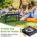 XIAZ Elevated Dog Bowls Large Breed Raised Dogs Bowl Stand Large/Medium Sized Dog 1L Food Water Bowl Stands 5 Heights Adjustable 9/11/12/14in Black Pet Feeder Dish Station