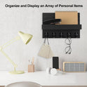 Wall Key Holder with Shelf, Hooks for Bags & Coats, Paulownia Wood, 9.8 x 6.7 x 4.2