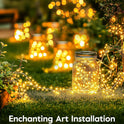120LED 10FT Solar Fairy Lights Outside Waterproof, 8 Lighting Modes IP65 Outdoor Solar String Lights Outdoor Waterproof Firecracker Twinkle Light for Patio Yard Garden Party Decorations, Warm White
