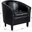 Yaheetech Barrel Chairs Set of 2, Faux Leather Club Armchairs, PU Leather Accent Chairs with Soft Padded Seat for Living Room Bedroom Waiting Reading Room, Black
