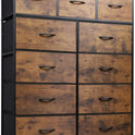 WLIVE Storage Organizer Unit with 11 Fabric Bins, Storage Drawers Organizer with Steel Frame, Tall Storage Tower Organizaton for Living Room, Hallway, Office, Rustic Brown