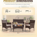 Homall 4 Pieces Outdoor Patio Furniture Sets Rattan Chair Wicker Set,Outdoor Indoor Use Backyard Porch Garden Poolside Balcony Furniture (Brown and Beige)
