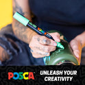 Posca Paint Art Markers, Set of 15 5M Medium Acrylic Markers with Reversible Tips, Artist Recommended Paint Pens for Gifts, Decorations, Fabric, Metal, Windows, Wood and Canvas