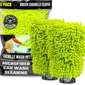 Chemical Guys Chenille Premium Scratch-Free Microfiber Wash Mitt for Car Washing - 2 Pack, Lime Green, Ultra-Soft Car Wash Gloves, Swirl-Free Finish, Safe for Trucks, SUVs, Motorcycles, and More