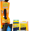 Scrub Daddy BBQ Grill Cleaner Kit - Bristle Free Grill Brush with Refill + Scour Daddy Steel Sponge - Temperature-Controlled Tools - Cut Through Charred Buildup (4 Count)