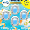 Febreze Bathroom Air Freshener, Odor-Fighting, Plug In Alternative, Air Fresheners for Home, Bathroom, & Kitchen, Closet Air Fresheners, Pet & Litter Box Odor Fighter, Refresh & Energize Scent, 4ct