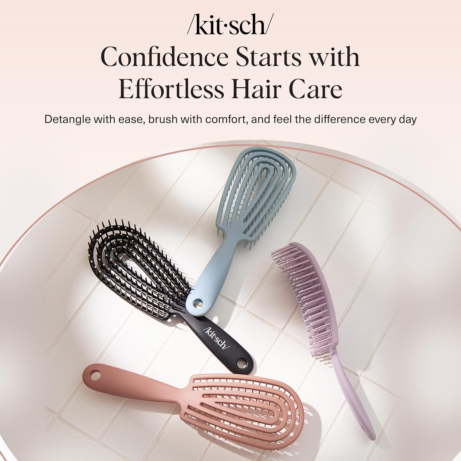 Kitsch Detangler Brush – Flexible Curly Hair Brush for Women, Men & Kids | Detangling Hairbrush with Bendable Frame and Ultra-Smooth Bristles for Wet or Dry Strands - Terracotta