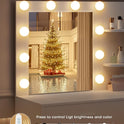 Lighted Makeup Vanity Desk, 35.4“W x 15.7'”D x 54“H, White (with Lights and Mirror, Dimming Function, 2 Drawers and 1 Cabiniet, Open Shelves) by Boahaus